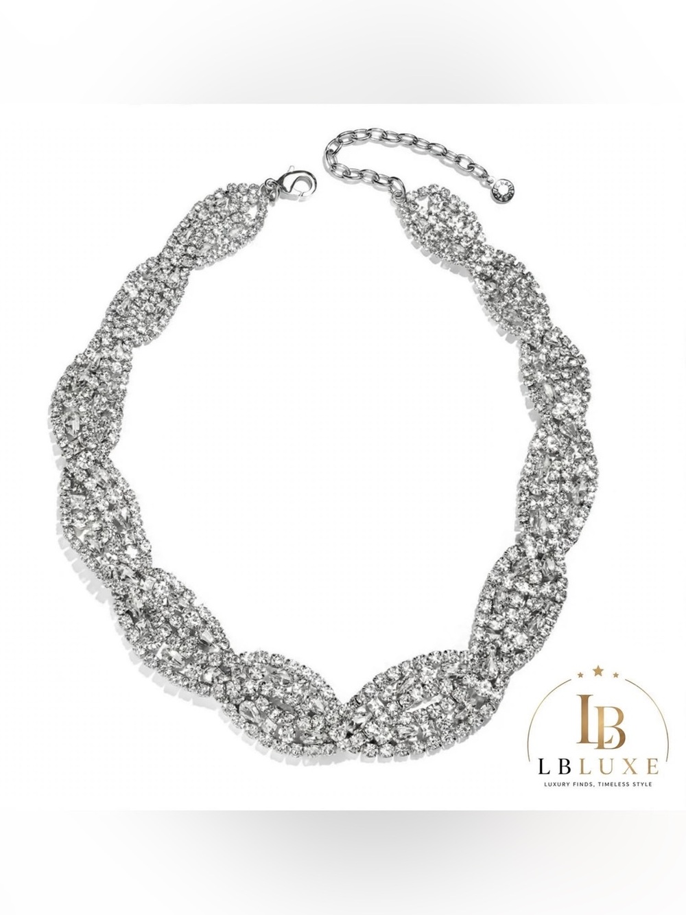NWOT Baublebar Supernova Braided Crystal Collar Necklace 17" with 3" Extender